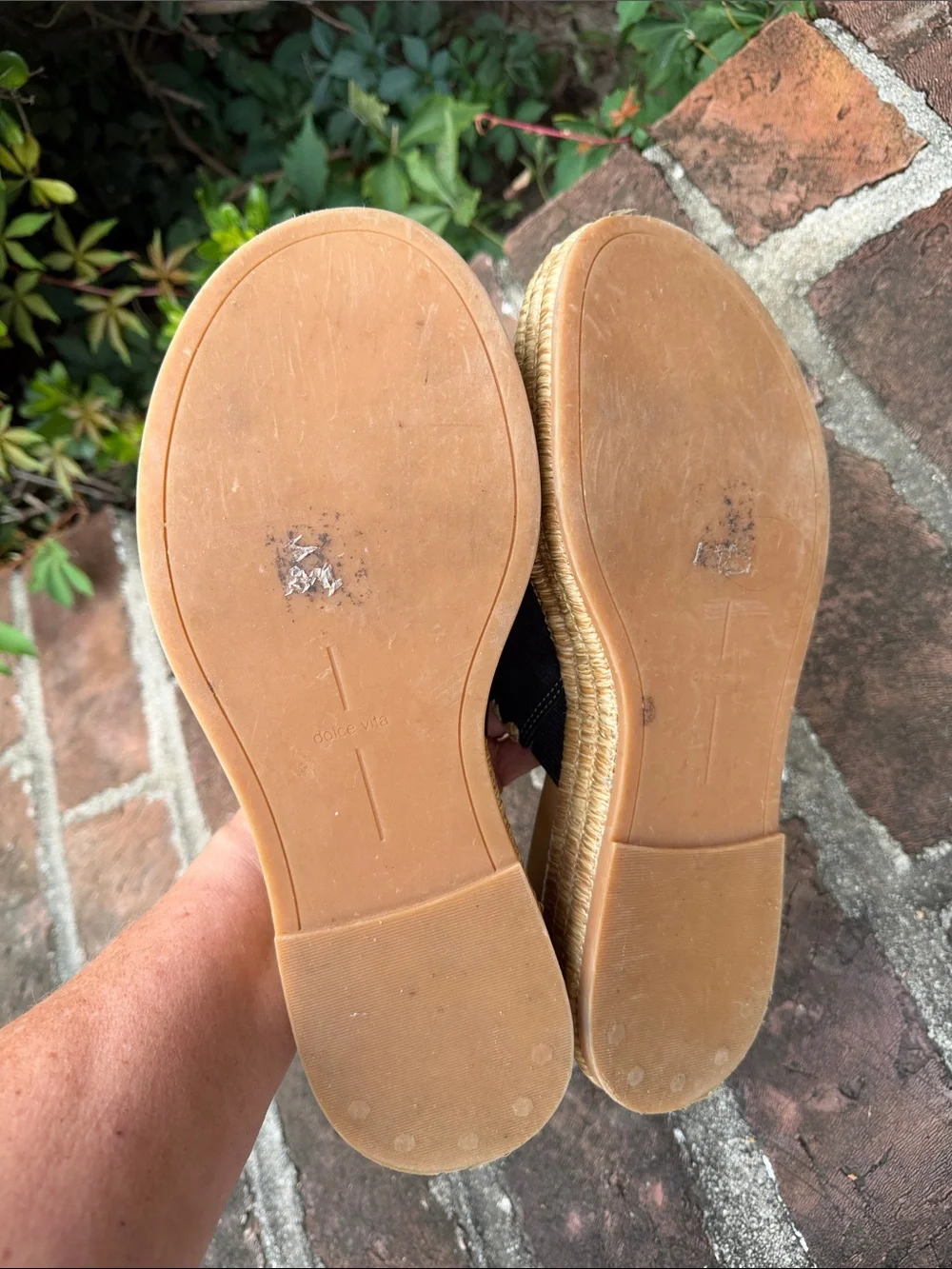Dolce Vita Black and Tan Espadrille Slide Sandals size 11